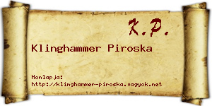 Klinghammer Piroska névjegykártya