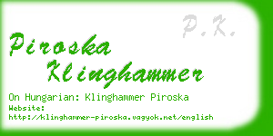 piroska klinghammer business card